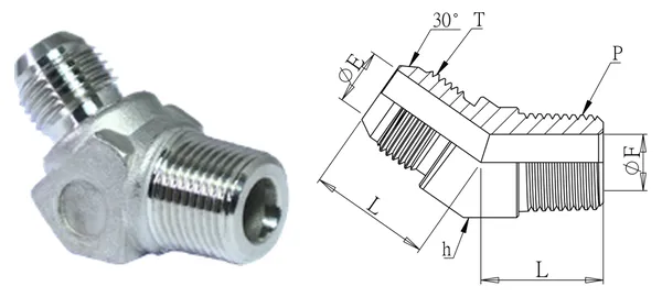 DG-HGA-003 ข้องอ 45° เกลียวนอก (หล่อแบบอินเวสต์เมนต์, บานแฟลร์ 30° JIS)
