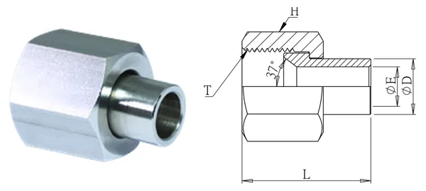 DG-HJB-002 Schweißstutzen mit Überwurfmutter (JIC 37°)