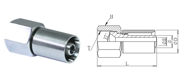 DG-KPJ-001 Raccordo per tubo in PTFE con dado girevole JIC 37°