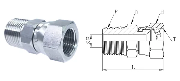 DG-WJM-003 Konektor swivel drat luar (JIC 37°)