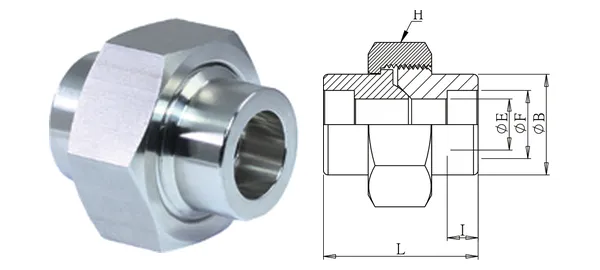 DG-XUS-004 Rohrverschraubung mit Schweißmuffen 3000Lb (dreiteilig)